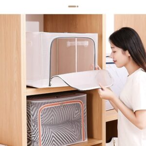 Foldable 100L extra large storage bag with transparent window and stainless steel frame